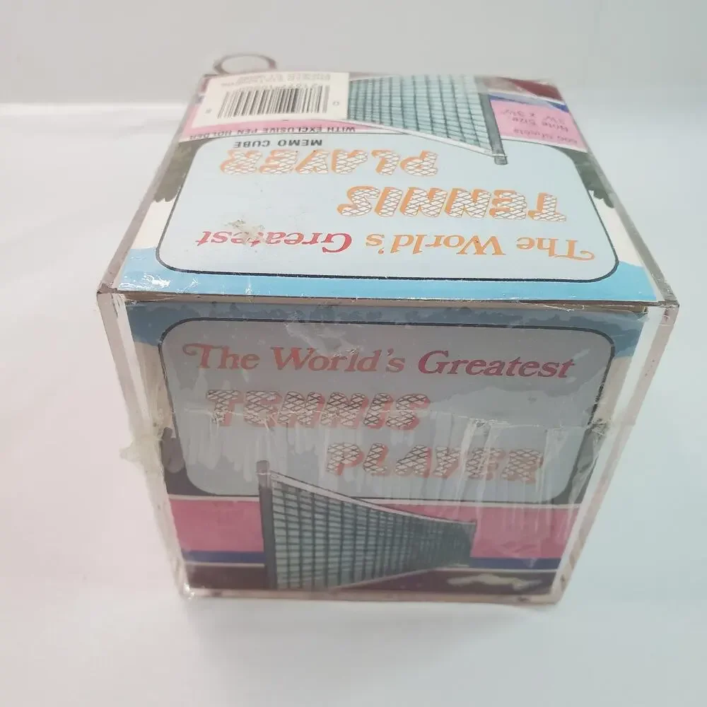 Vtg MEMO CUBE Clear w/Pen Holder - 600 Notes Size: 3.5